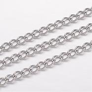 304 Stainless Steel Curb Chains, Twisted Chains, Unwelded, for Jewelry Making, Stainless Steel Color, 4x3x0.6mm(CHS-K004-11P-0.6mm)