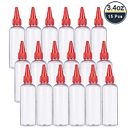 Plastic Empty Bottle for Liquid, Pointed Mouth Top Cap, Red, 15.3x3.9cm, Capacity: 100ml, 15pcs/set(DIY-BC0010-14)