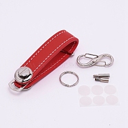 PU Leather Keychain, with Zinc Alloy Accessories, Crimson, 10.5x1.96cm(KEYC-WH0018-30C)