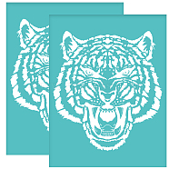 Self-Adhesive Silk Screen Printing Stencil, for Painting on Wood, DIY Decoration T-Shirt Fabric, Turquoise, Tiger Pattern, 280x220mm(DIY-WH0338-078)