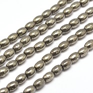 Natural Pyrite Rice Beads Strands, 8x6mm, Hole: 1mm, about 50pcs/strand, 15.7 inch(G-I125-102B)