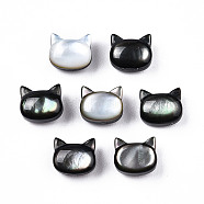Natural Black Lip Shell Beads, Cat Head, 6x7x4mm, Hole: 0.9mm(X-SSHEL-N032-47)