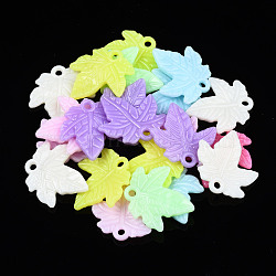 Opaque Acrylic Beads, Maple Leaf, Mixed Color, 21.5x20x2.5mm, Hole: 1.8mm, about 1300pcs/500g(MACR-S272-51)