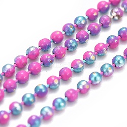 Electroplated Brass Faceted Ball Chains, Round, with Spool, Soldered, Hot Pink, 1.5mm, about 6.56 Feet(2m)/roll(X-KK-G358-B01)