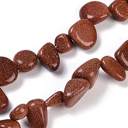 Synthetic Goldstone Nuggets Beads Strands, 7.5~11.5x9~13x4~6.5mm, Hole: 0.8~1mm, about 62~68pcs/strand, 14.96~15.55''(38~39.5cm)(G-B125-A07-01)