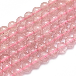 Natura Strawberry Quartz Beads Strands, Round, 6mm, Hole: 1mm, about 67pcs/Strand, 15.75 inch(40cm)(G-D0001-10-6mm)