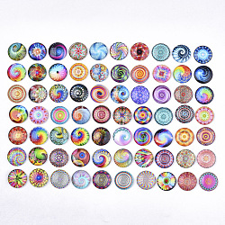 Flat Back Glass Cabochons, for DIY Projects, Dome/Half Round with Mixed Patterns, Mixed Color, 6x2.5mm(GGLA-S047-04A-6mm)