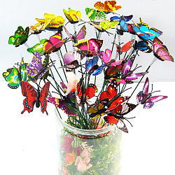 Butterfly Plastic Decorative Garden Stake, Ground Insert Decor, for Yard, Lawn, Garden Decoration, Mixed Color, 250x45mm(WG47553-02)