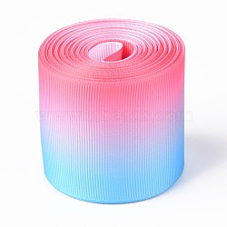 Gradient Rainbow Polyester Ribbon, Single Face Printed Grosgrain Ribbon, for Crafts Gift Wrapping, Party Decoration, Colorful, 2 inch(50mm), about 5 yards/roll(4.57m/roll)(OCOR-G008-04F)
