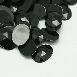 Imitation Taiwan Acrylic Rhinestone Cabochons, Faceted, Flat Back Oval, Black, 25x18x6mm, about 200pcs/bag(GACR-A008-18x25mm-18)