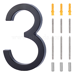 Zinc Alloy House Number, with Iron Screw, Plastic Accessories, Wall Decorations, Num.3, 145x393x12.5mm(FIND-WH0064-99-3)