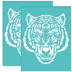 Self-Adhesive Silk Screen Printing Stencil, for Painting on Wood, DIY Decoration T-Shirt Fabric, Turquoise, Tiger Pattern, 280x220mm(DIY-WH0338-078)