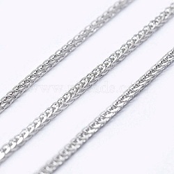 Adjustable 925 Sterling Silver Wheat Chain Necklaces, with Spring Ring Clasps, Platinum, 24 inch(61cm), 1mm(NJEW-L456-003A-P)