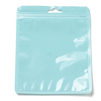 Rectangle Plastic Yin-Yang Zip Lock Bags, Resealable Packaging Bags, Self Seal Bag, Pale Turquoise, 15x12x0.02cm, Unilateral Thickness: 2.5 Mil(0.065mm)