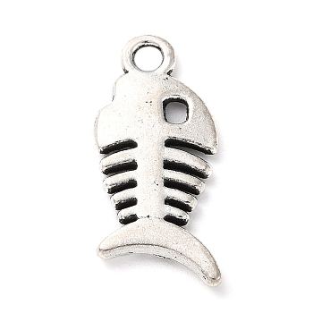 Tibetan Style Alloy Pendants, Fishbone Charm, Antique Silver, 27x12x2mm, Hole: 3mm, about 256pcs/500g