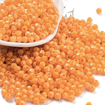 Baking Paint Glass Seed Beads, Bicone, Orange, 4.5x3.5mm, Hole: 1.4mm, about 5625pcs/pound