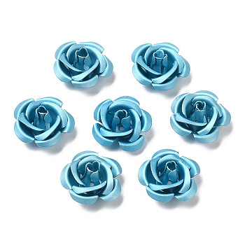 Aluminum Beads, Oxidation, Rose, Light Sky Blue, 15x15x9mm, Hole: 1.4mm