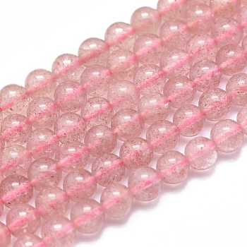 Natura Strawberry Quartz Beads Strands, Round, 6mm, Hole: 1mm, about 67pcs/Strand, 15.75 inch(40cm)