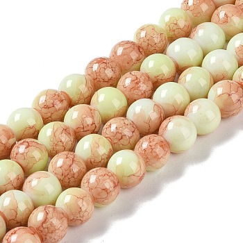 Baking Paint Glass Bead Strands, Round, Navajo White, 10mm, Hole: 1.4mm, about 85~86pcs/strand, 31.10~31.50''(79~80cm)