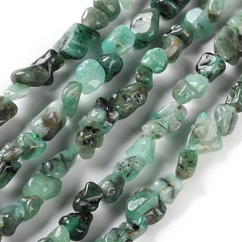 Natural Emerald Beads Strands, Nuggets, Tumbled Stone, 4.5~11.5x3~7x3.5~6mm, Hole: 1.2mm, about 48~68pcs/strand, 15.35~15.94''(39~40.5cm)