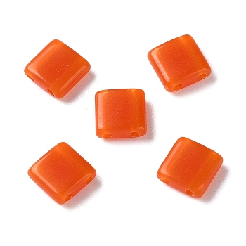 Opaque Acrylic Slide Charms, Square, Dark Orange, 5.2x5.2x2mm, Hole: 0.8mm