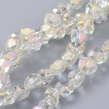 Electroplate Glass Beads Strands, Full Rainbow Plated, Faceted, Heart, Light Goldenrod Yellow, 6.5~7x7~7.5x5~6mm, Hole: 1.5mm, about 78~80pcs/strand, 18.9 inch~19.3 inch(48~49cm)