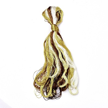 Real Silk Embroidery Threads, Friendship Bracelets String, 8 Colors, Gradient color, Dark Khaki, 1mm, 20m/bundle, 8 bundles/set