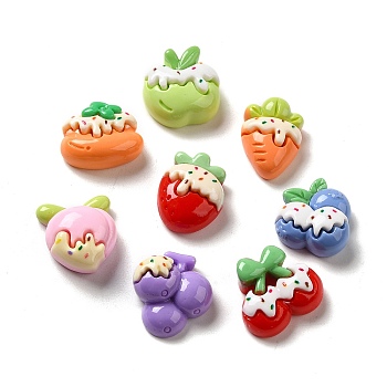 Opaque Resin Decoden Cabochons, Mini Fruit Ice Cream, Mixed Shapes, Mixed Color, 11.5~16x11~16x6~7.5mm