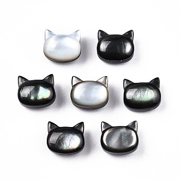 Natural Black Lip Shell Beads, Cat Head, 6x7x4mm, Hole: 0.9mm