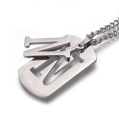 304 Stainless Steel Split Initial Pendant Necklaces(NJEW-L152-03N)-2