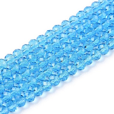 Cyan Rondelle Glass Beads