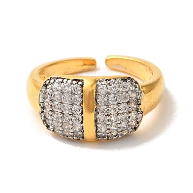 Brass Micro Pave Cubic Zirconia Cuff Rings for Women(RJEW-G325-11E-GP)-2