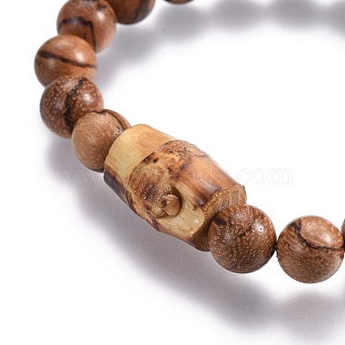 Bracelets extensibles de perles de bois pour hommes(X-BJEW-JB04121-02)-2