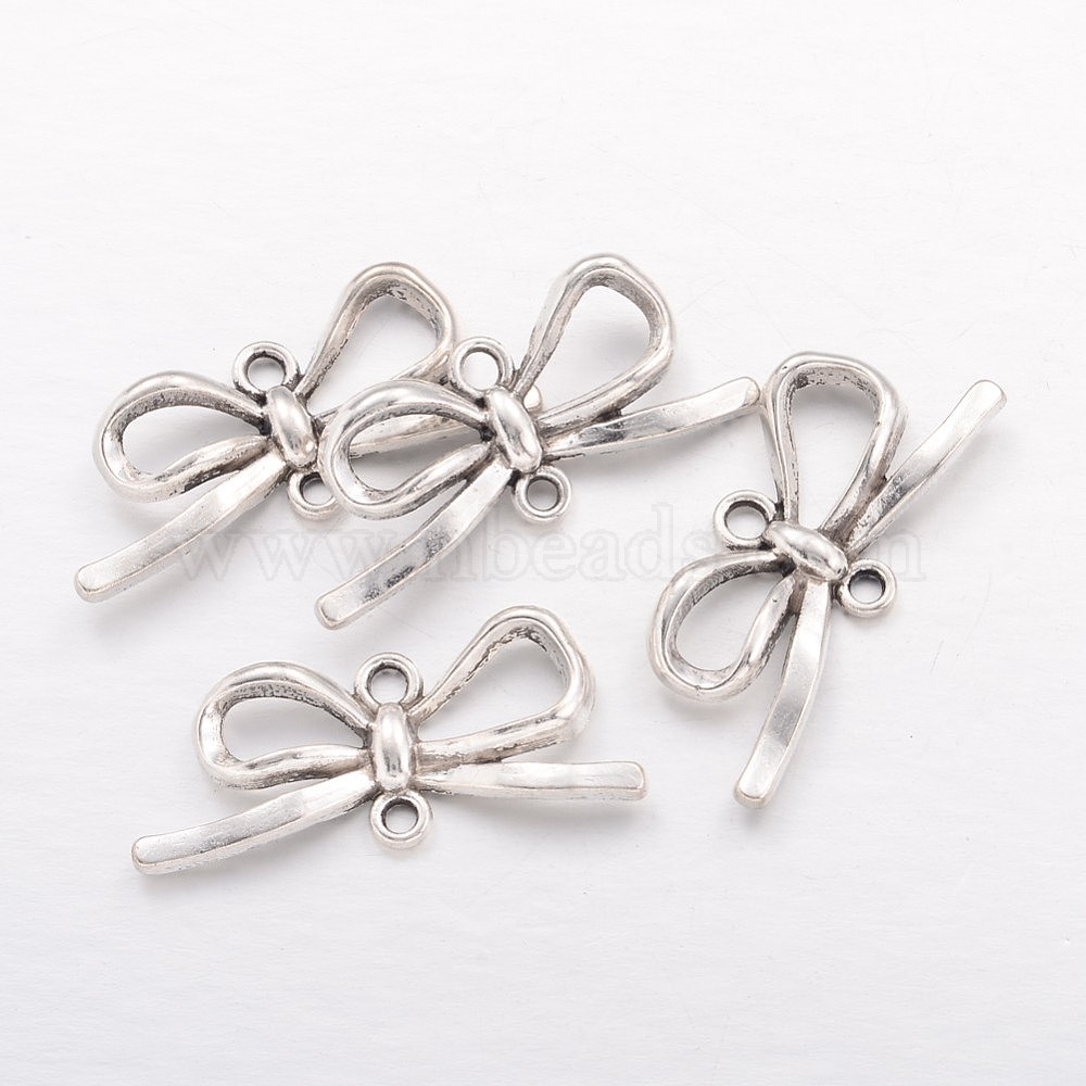 Bow-knot Connectors 22x12mm 10 Beauty Supplies Connectors Decorative Connectors Bow Connectors Tibetan Silver Bow Knots Charms