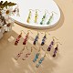 7Pcs 7 Style Natural Mixed Gemstone Chips & Resin Evil Eye Beaded Dangle Earrings(EJEW-JE05117)-2