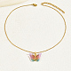 collier pendentif papillon en plastique avec chaînes en acier inoxydable doré(XQ2799-2)-2