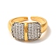 Brass Micro Pave Cubic Zirconia Cuff Rings for Women(RJEW-G325-11E-GP)-2