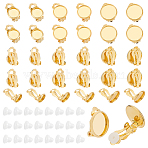 30Pcs 3 Styles Brass Clip-on Earring Findings, Flat Round, Golden, 16x10~14x8mm, 10pcs/style(KK-PH0011-09)