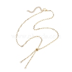 2.5MM 304 Stainless Steel Paperclip Chain Slider Necklace Making, with Lobster Claw Clasps and Brass Beads, Golden, 20.47 inch(52cm)(AJEW-JB01407)