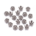 Tibetan Style Bead Caps, Cadmium Free & Lead Free, 5-Petal, Flower, Gunmetal, 10x4mm, Hole: 1mm(TIBEB-A24621-B-LF)