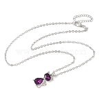 Cat Shape Alloy Rhinestone Pendant Necklaces, Platinum, Purple Velvet, 17.72 inch(45cm)(FS-WG5CA0C-04)