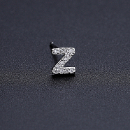 Platinum Brass Micro Pave Cubic Zirconia Stud Earrings, Initial Letter, Letter Z, No Size(XI6969-26)