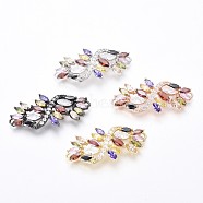 Brass Links, with Colorful Cubic Zirconia, Flower, Mixed Color, 20x39.5x4mm, Hole: 2mm(KK-F807-31)