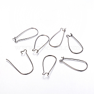 Brass Hoop Earrings Findings Kidney Ear Wires, Lead Free and Cadmium Free, Gunmetal, 20~21 Gauge, 33x14x0.7~0.8mm(EC221-B)