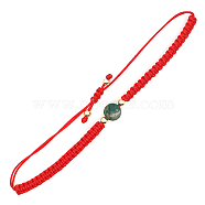 Gemstone Round Braided Bead Bracelet, Red Adjustable Bracelet, Bead: 8mm(IG5594-18)
