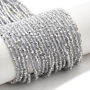 Transparent Electroplate Glass Beads Strands, Half Plated, Faceted Round, Platinum Plated, 2mm, Hole: 0.7mm, about 184~187pcs/strand, 14.45''(36.7cm)(GLAA-H021-01A-HP06)