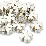 Brass Beads, Clover, Silver Color Plated, 8x3mm, Hole: 1.8mm(X-PJ-TAC0001-25B-S)