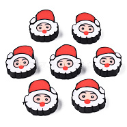 Handmade Polymer Clay Beads, Father Christmas, Red, 9~11x9.5~11.5x4~4.5mm, Hole: 1.5mm(CLAY-N007-016)