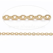 3.28 Feet Ion Plating(IP) 304 Stainless Steel Cable Chains, Soldered, Flat Oval, Golden, 1.1x0.3mm(X-CHS-E004-01G)