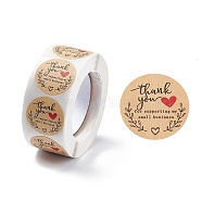 Paper Thank You Gift Sticker Rolls, Round Dot Decals, for DIY Scrapbooking, Craft, Smiling Face/Flower/Heart Pattern, Wheat, 25mm, 500pcs/roll(STIC-E001-03)